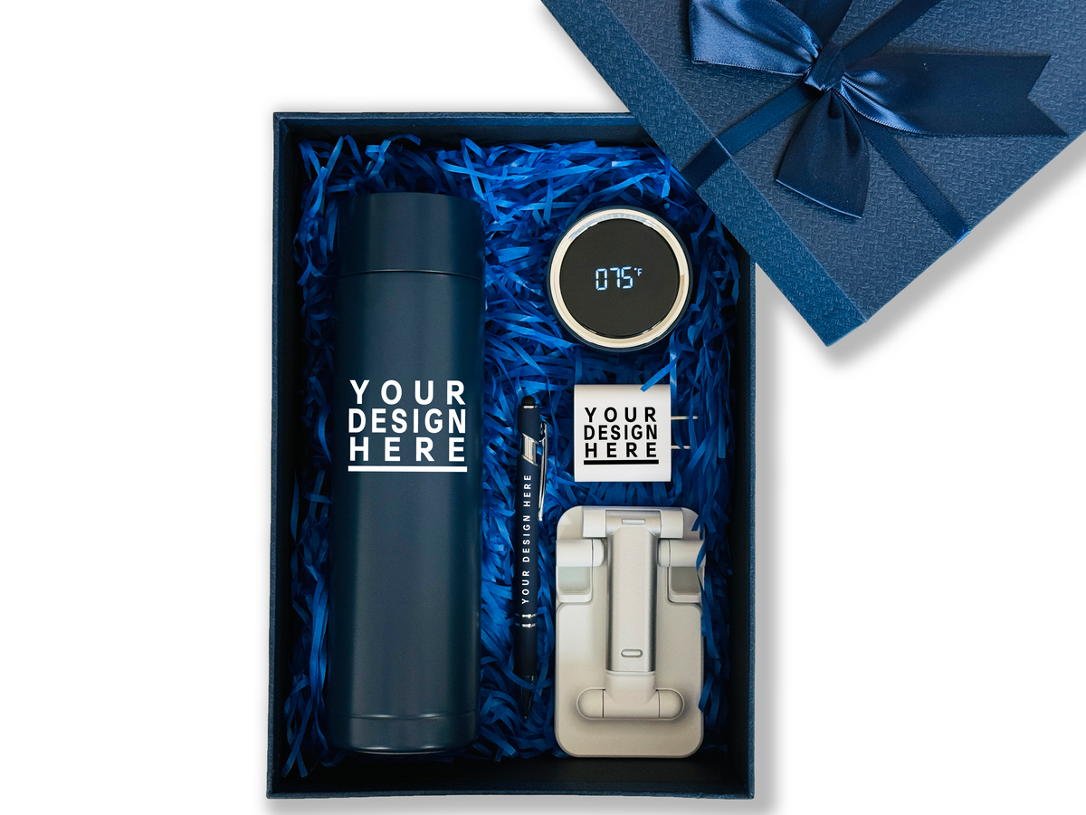 Professional Workday Customizable Gift Set – Includes Smart Thermos, Pen, Charger & Phone Stand CB-28