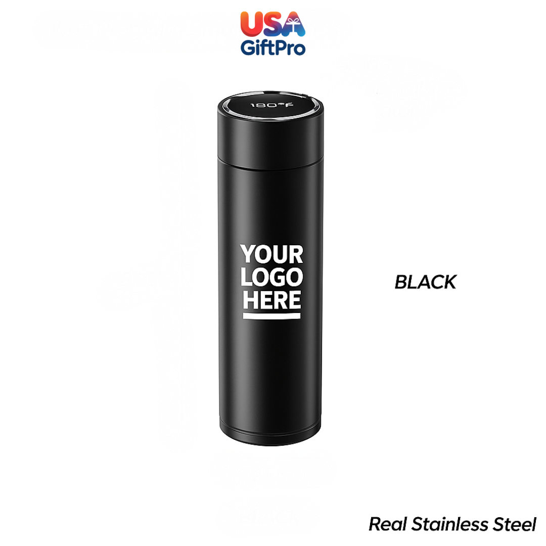 Premium 16oz Smart Thermos – Customizable Laser Engraved, Colorful Stainless Steel Travel Bottle