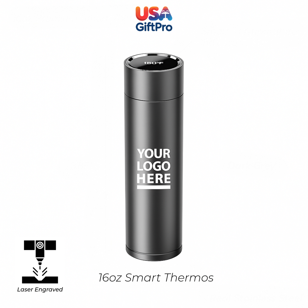 Corporate Customizable Gift Box – Includes 16oz Smart Thermos, 10,000 mAh Power Bank, USB-C Wall Charger & 3-in-1 Charging Cable GB-25