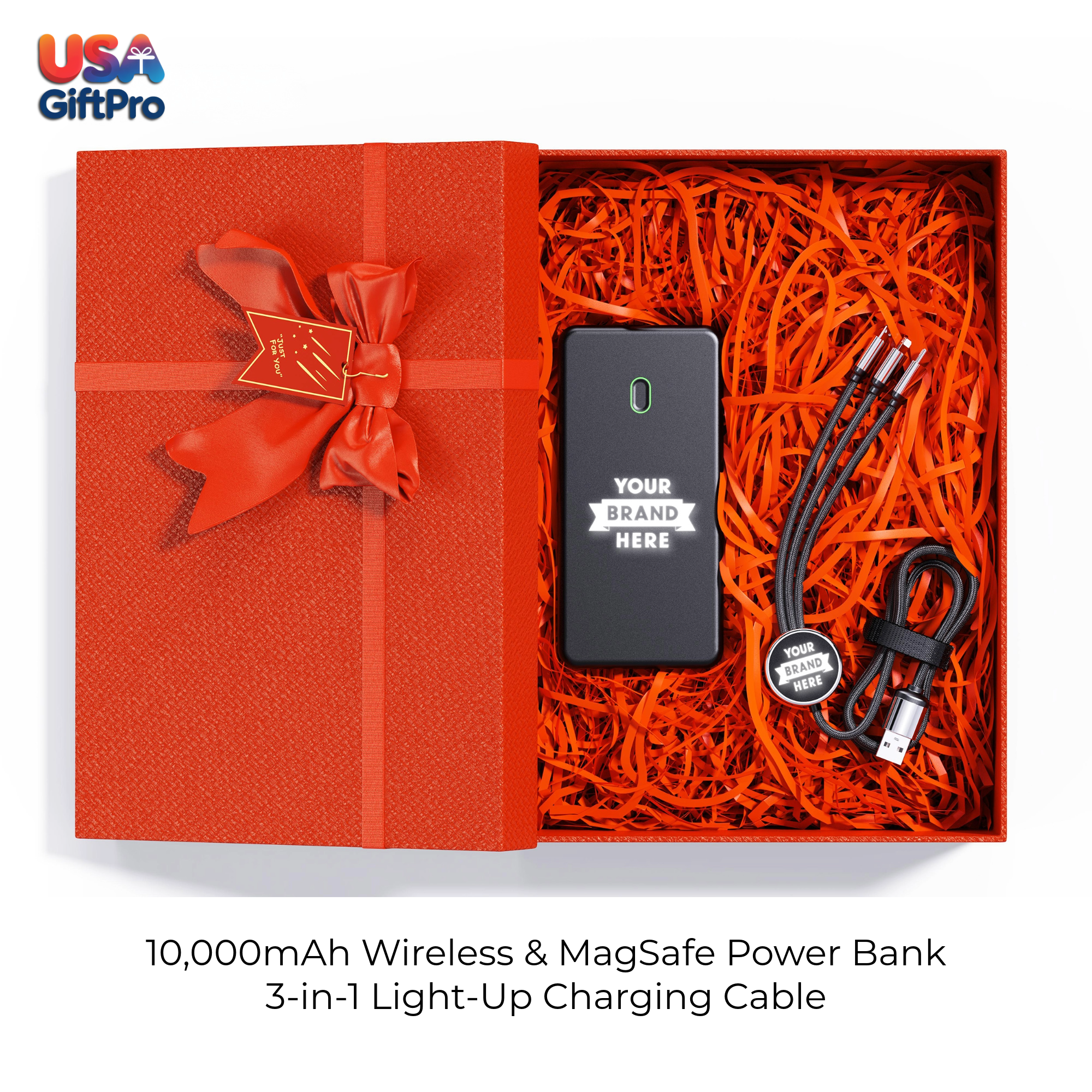 Corporate Customizable Gift Box – Includes 10,000mAh Wireless MagSafe Power Bank & 3-in-1 Charging Cable GB-18