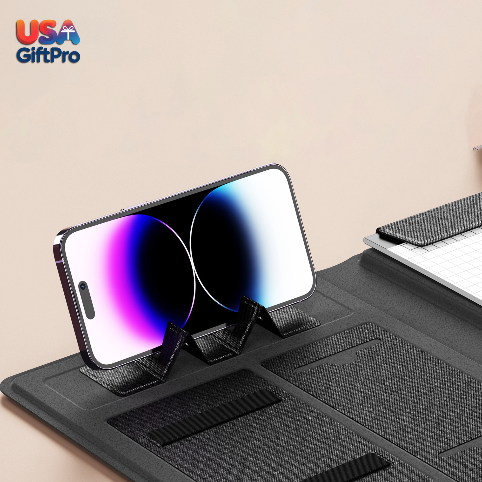 Customizable Portfolio Charger Notebook – Light-Up Charger, 3-in-1 Cable & Premium Pen