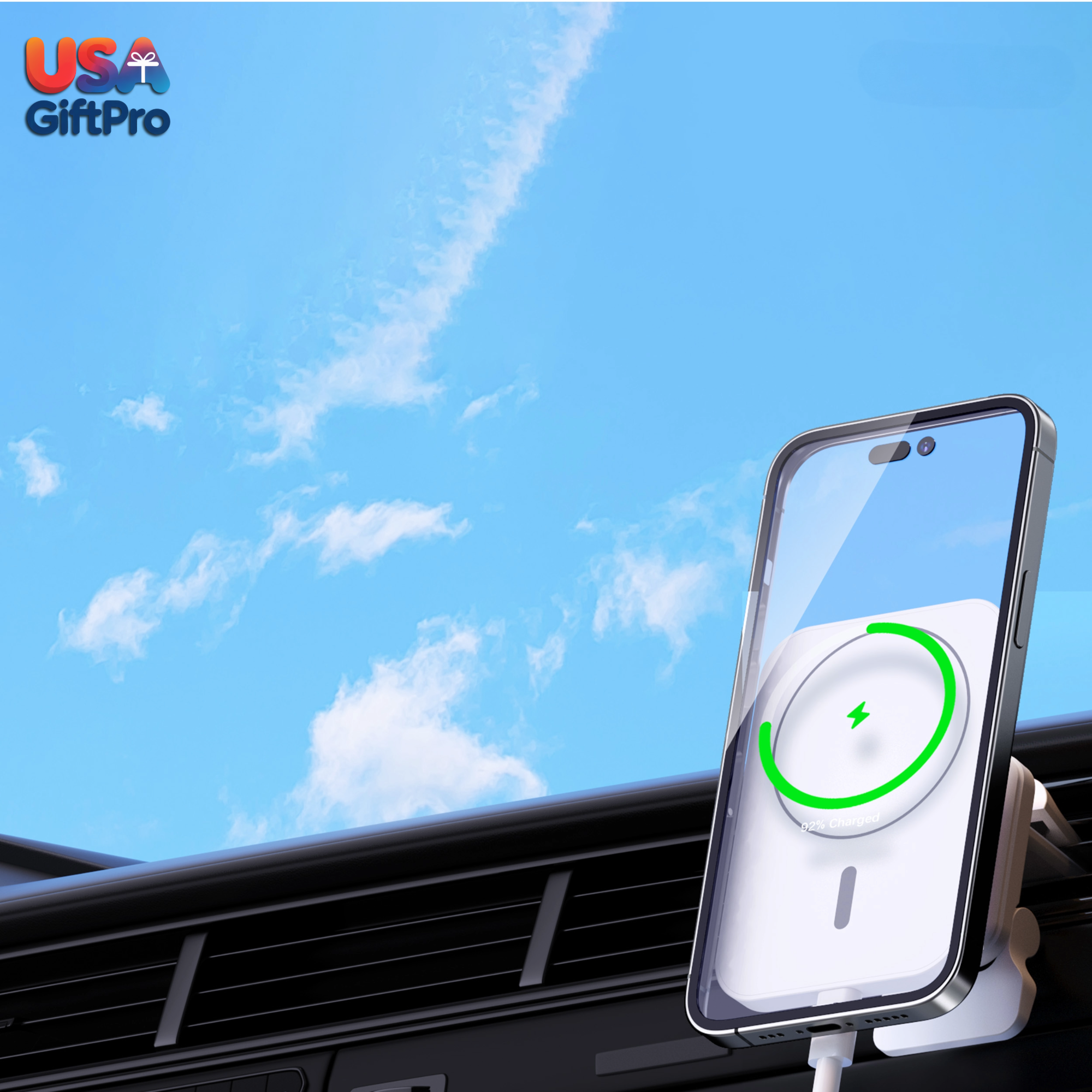 Customizable Magnetic Wireless Car Charger – Fast Charging & 360° Rotation