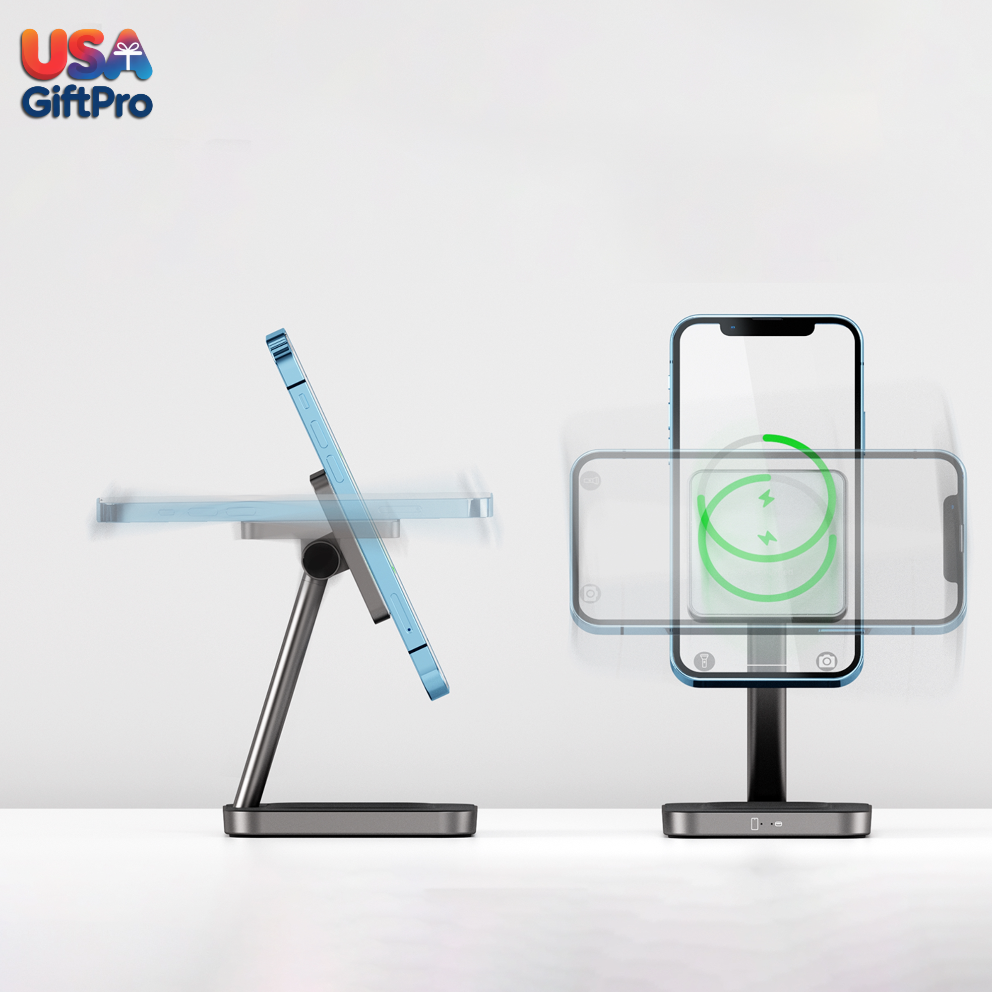 Customizable Apple MagSafe 15W Fast Wireless Charger – Adjustable Head, Laser Engraved