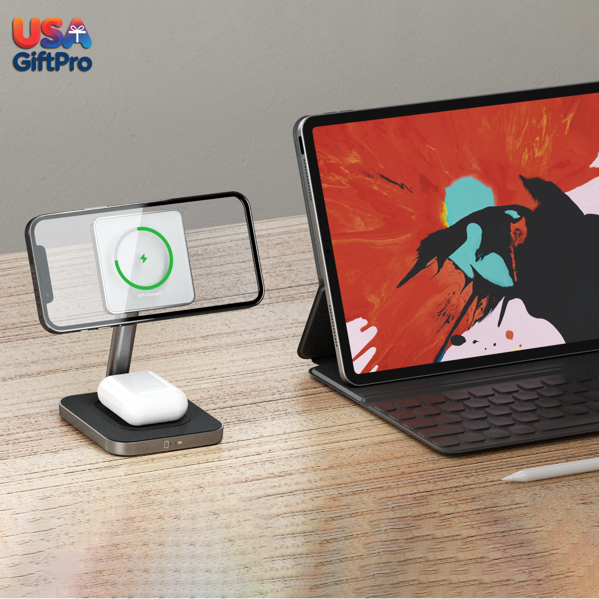 Customizable Apple MagSafe 15W Fast Wireless Charger – Adjustable Head, Laser Engraved