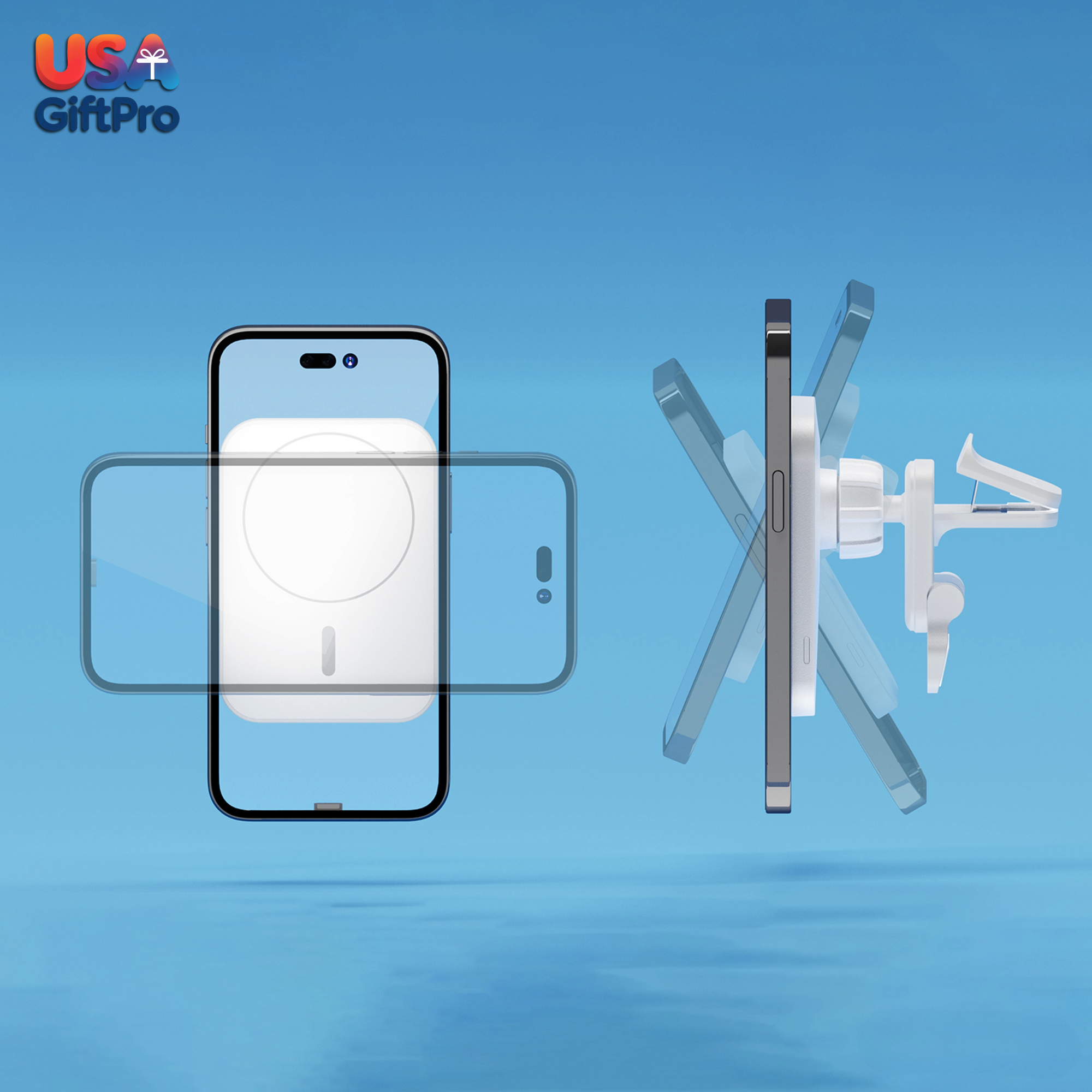 Customizable Magnetic Wireless Car Charger – Fast Charging & 360° Rotation