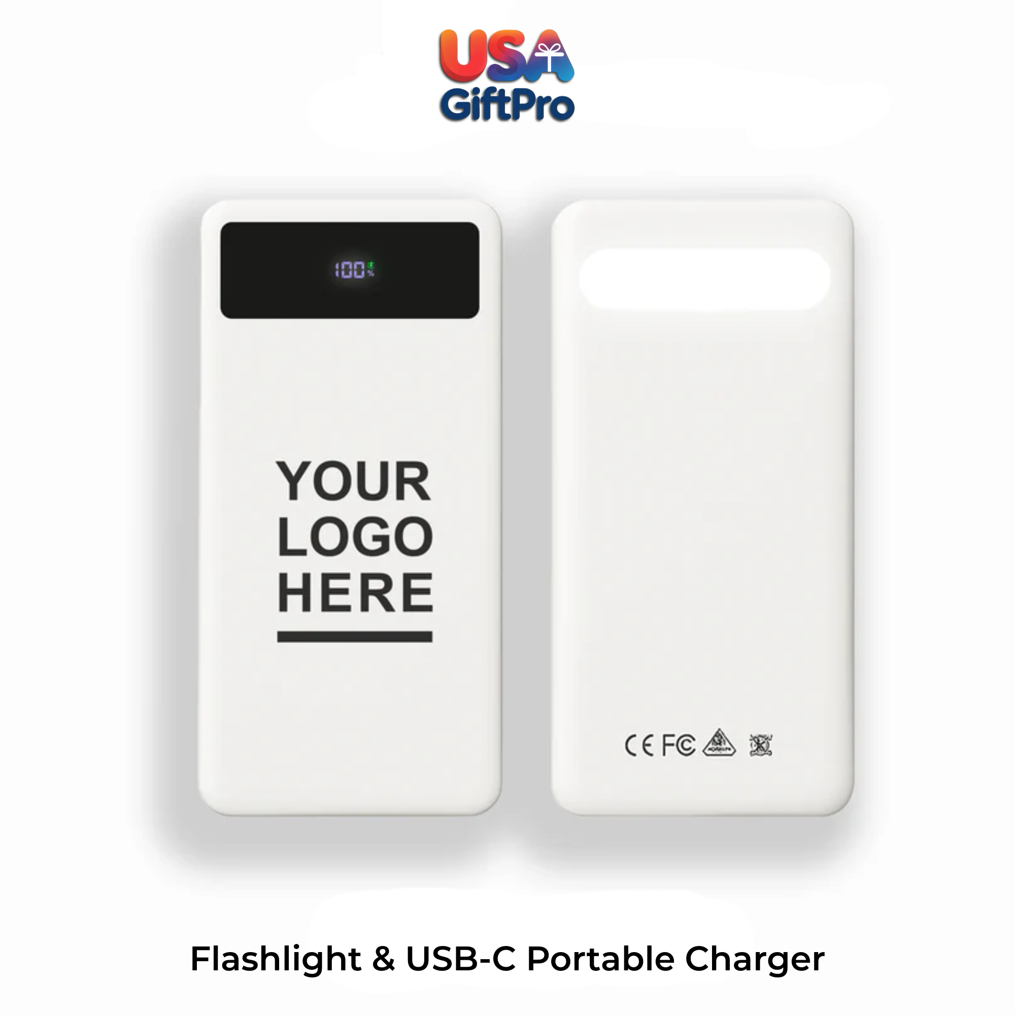 Portable White 10,000mAh Charger – USB-C & iOS Built-in Cable, Ultra Fast Charging