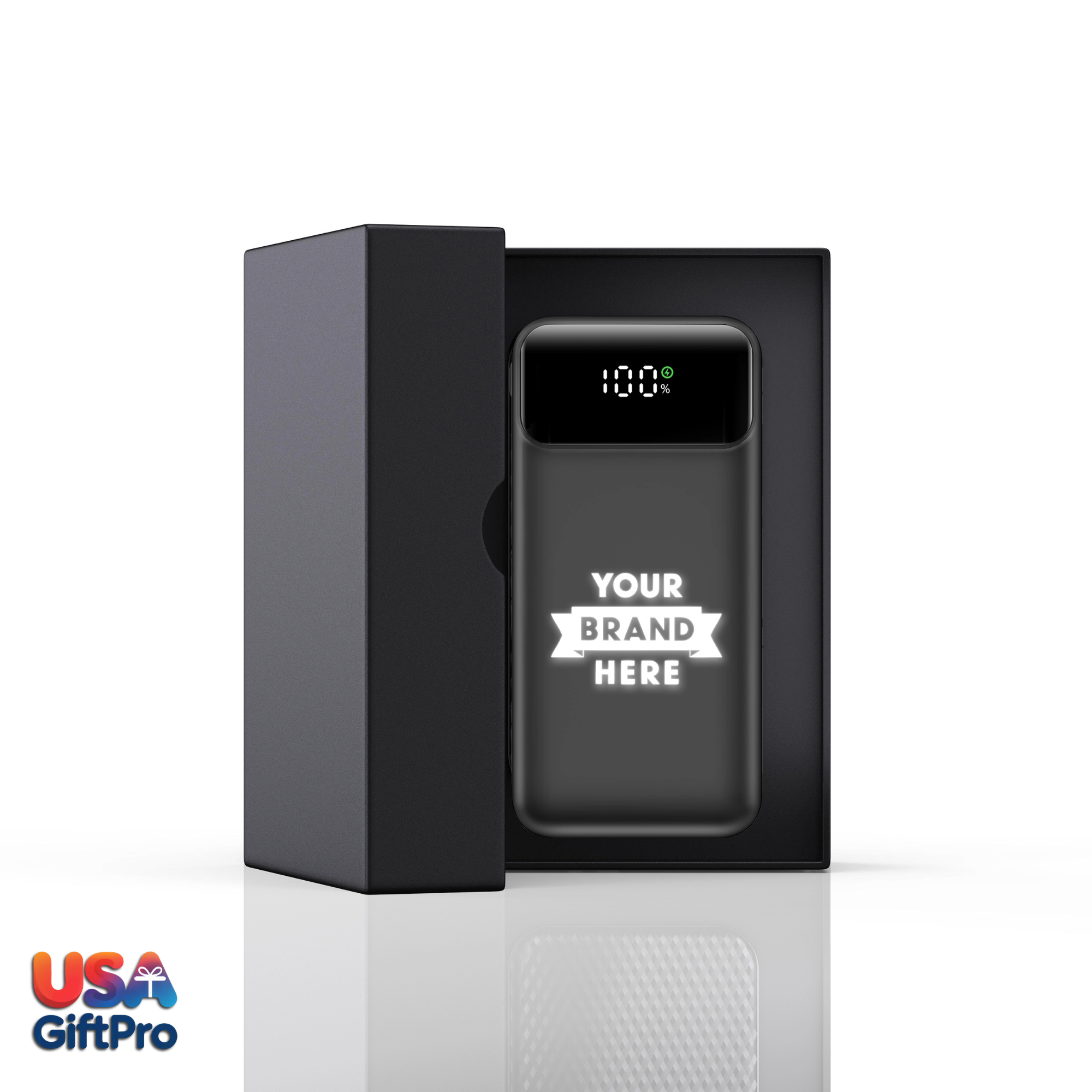 Customizable Black 10,000mAh Portable Charger – Built-in USB-C & iOS Cables, 22.5W PD Fast Charging