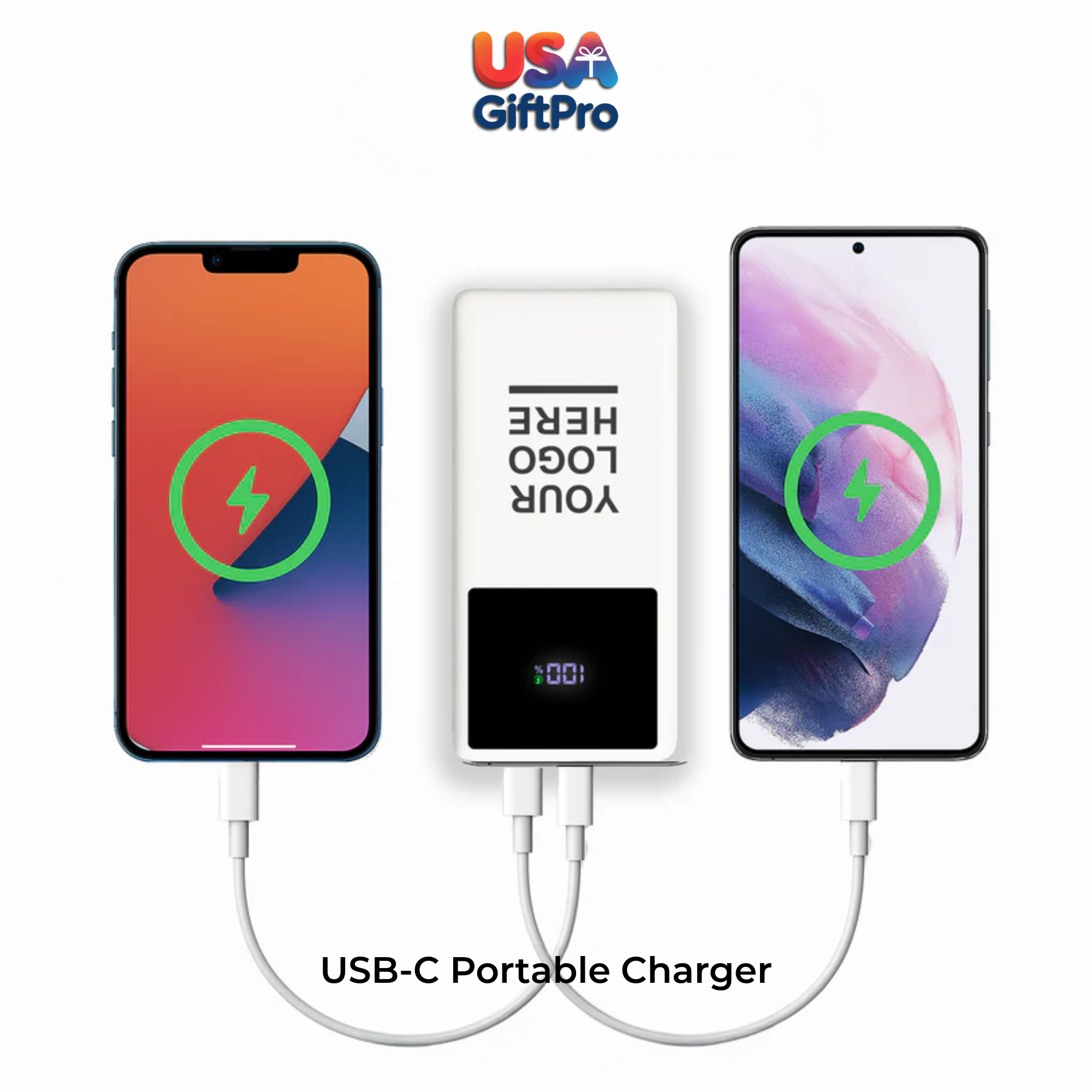 Premium Customizable Powerbank Gift – Large Display Screen, Built-In Cables & Fast Charging (10,000mAh)