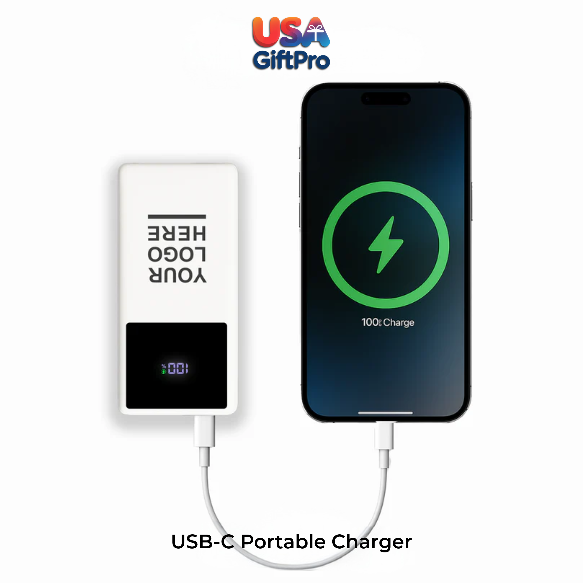 Premium Customizable Powerbank Gift – Large Display Screen, Built-In Cables & Fast Charging (10,000mAh)