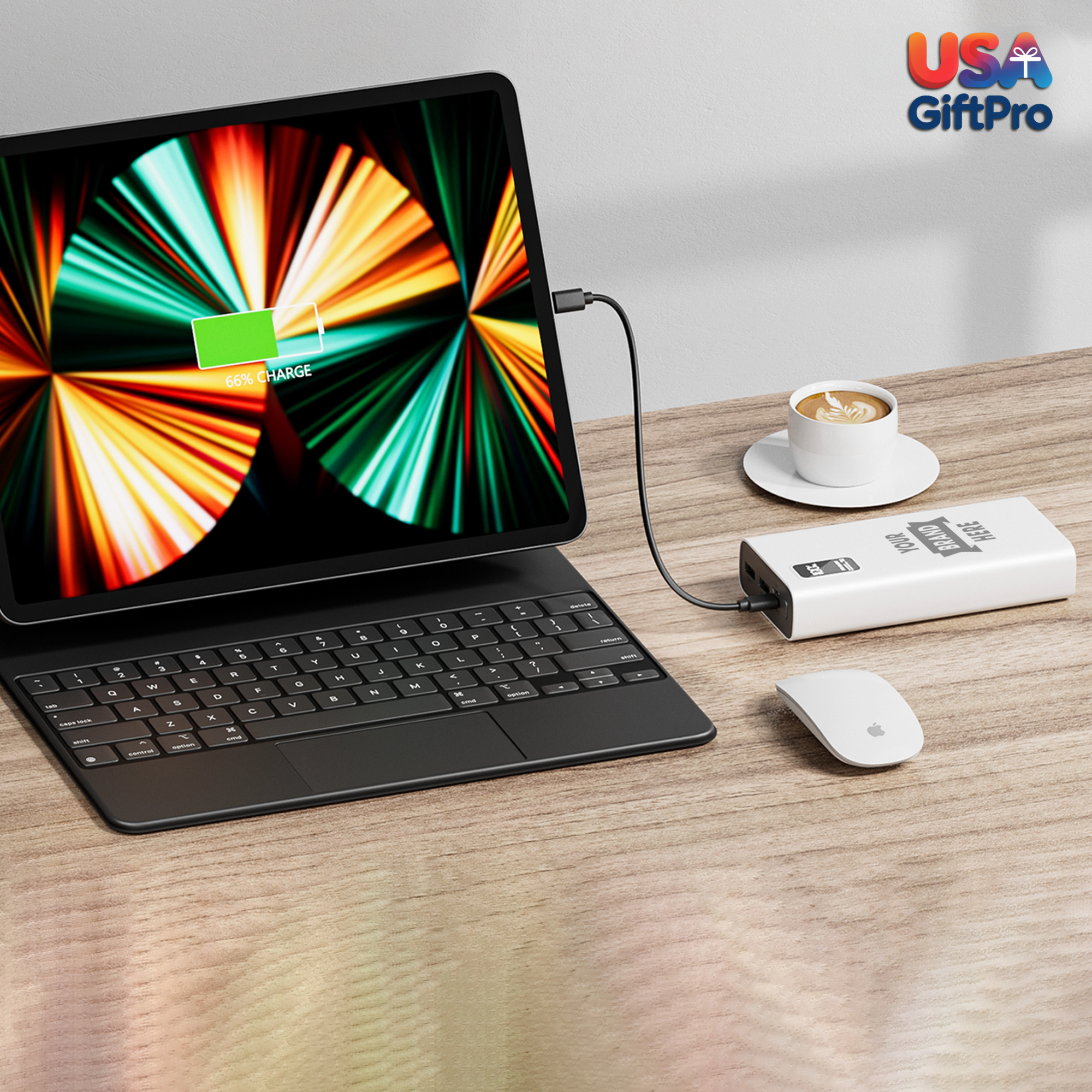 Corporate Customizable Gift Box – Includes 18oz Premium Tumbler, 20,000 mAh Power Bank & 3-in-1 Charging Cable GB-26