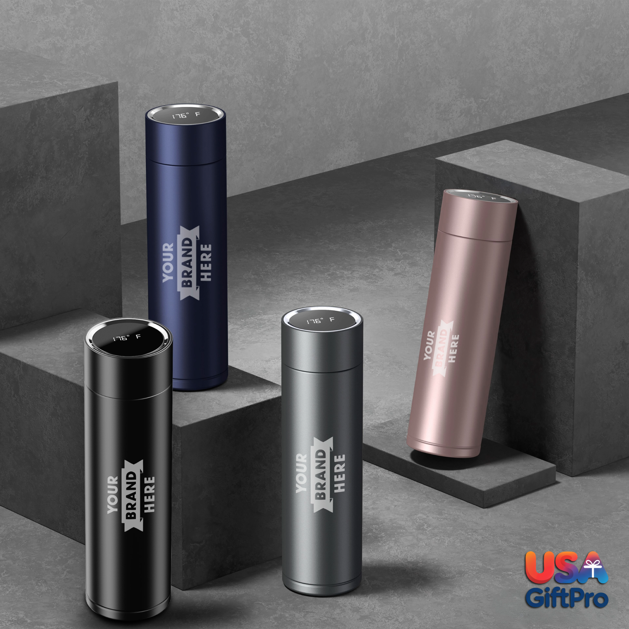 Premium 16oz Smart Thermos – Customizable Laser Engraved, Colorful Stainless Steel Travel Bottle