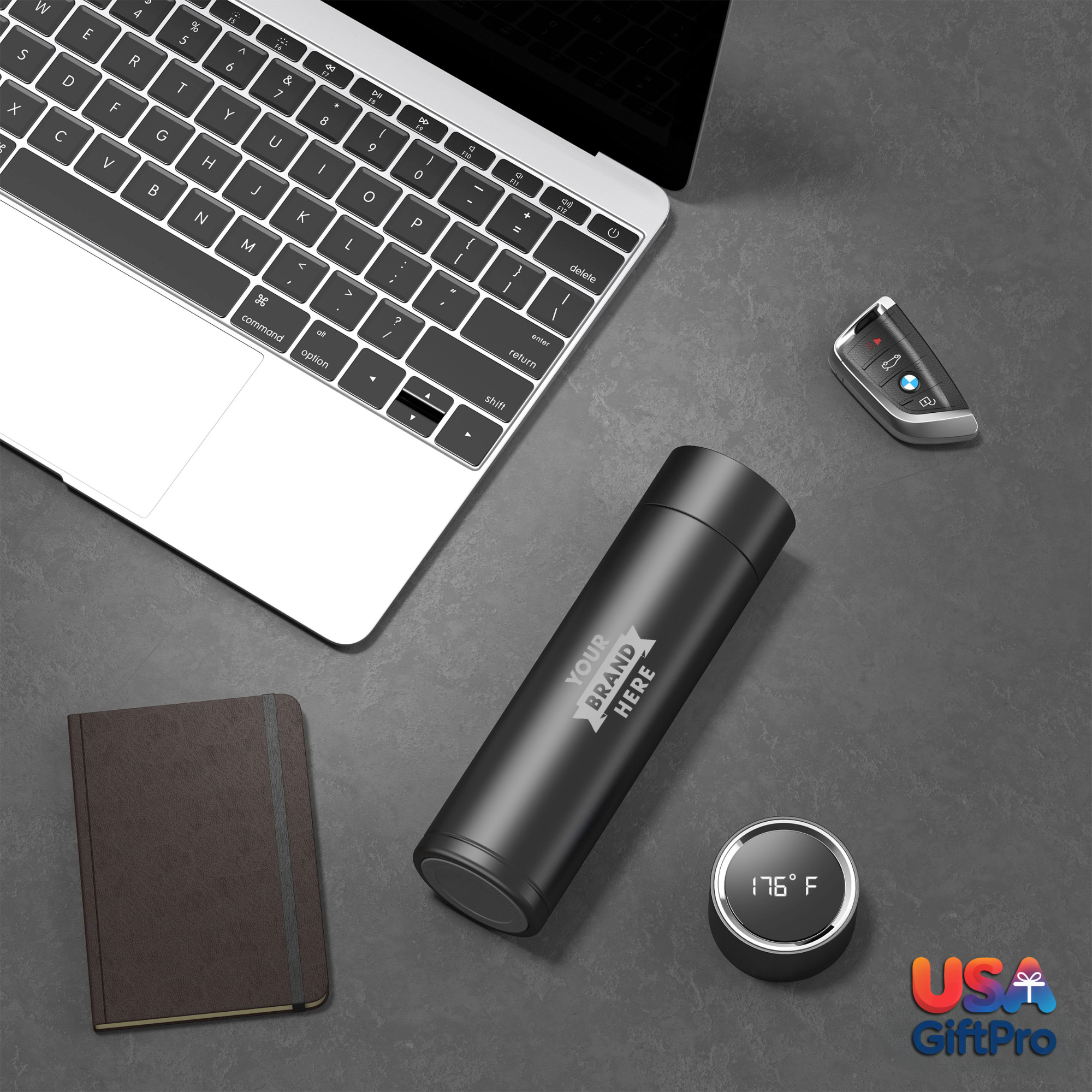 Premium 16oz Smart Thermos – Customizable Laser Engraved, Colorful Stainless Steel Travel Bottle