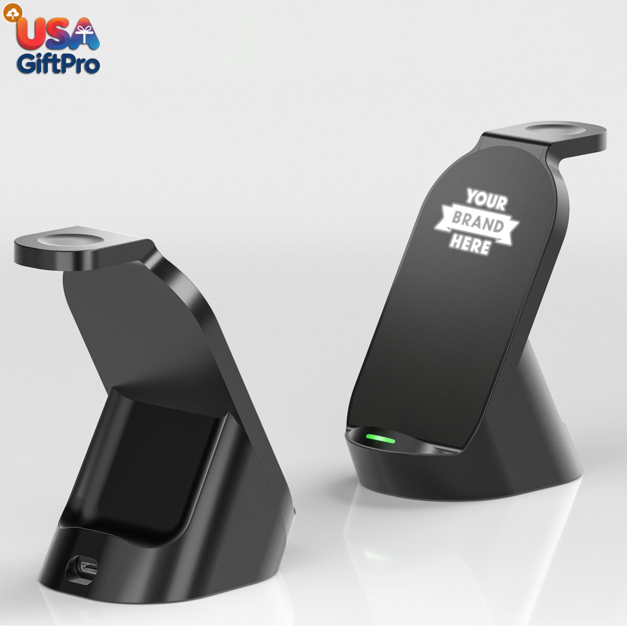 Customizable 15W 3-in-1 Wireless Charging Dock – Laser Engraved, Vertical & Horizontal Compatible