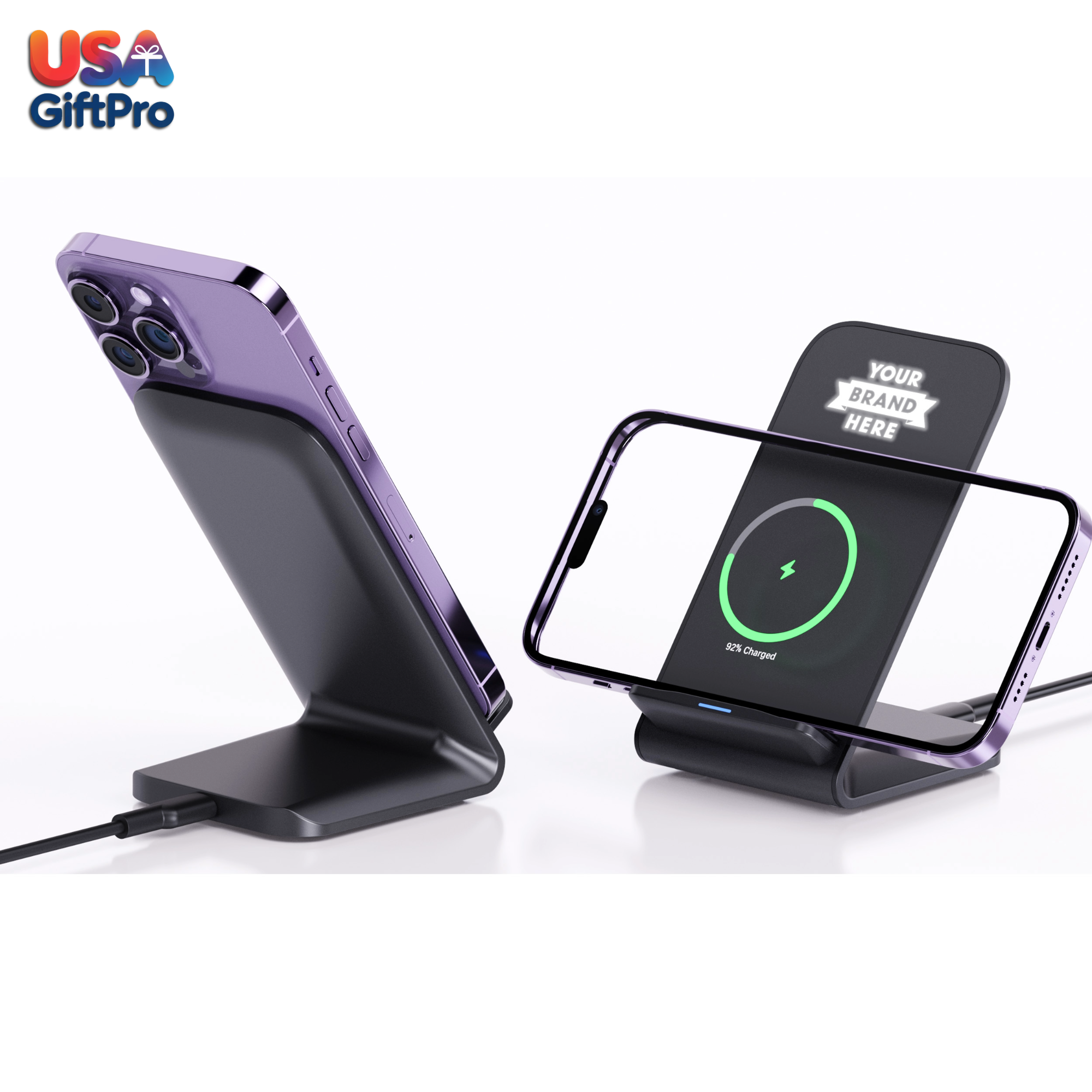 Corporate Customizable Gift Box – Includes 16oz Smart Thermos, Titanium Metal Wireless Speaker & Wireless Docking Station GB-22