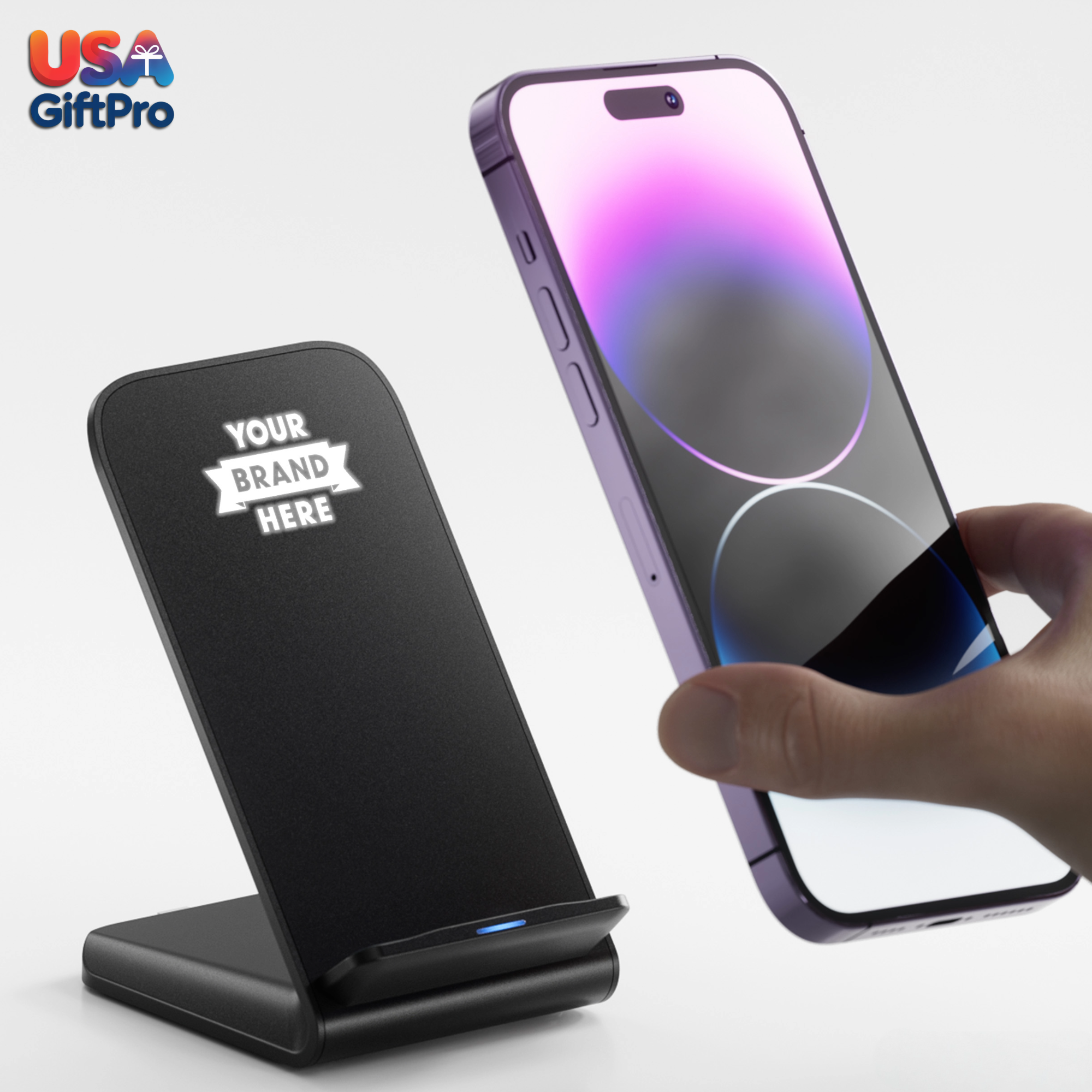 Customizable 10W Wireless Docking Station – Vertical & Horizontal Charging