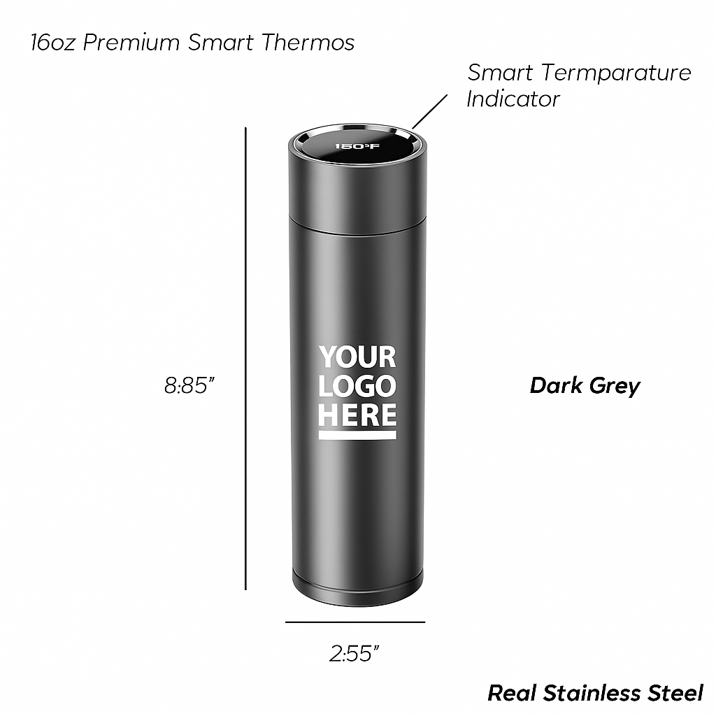 Premium 16oz Smart Thermos – Customizable Laser Engraved, Colorful Stainless Steel Travel Bottle