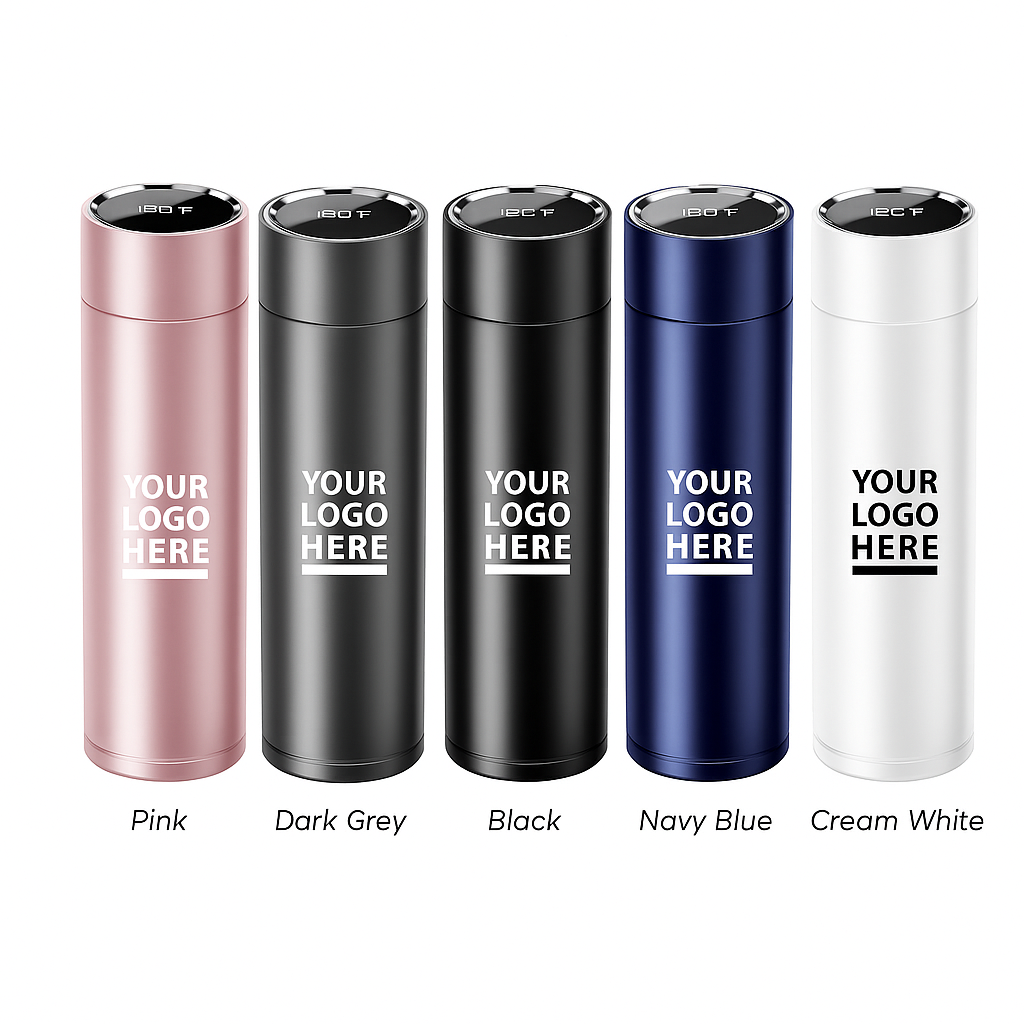 Premium 16oz Smart Thermos – Customizable Laser Engraved, Colorful Stainless Steel Travel Bottle