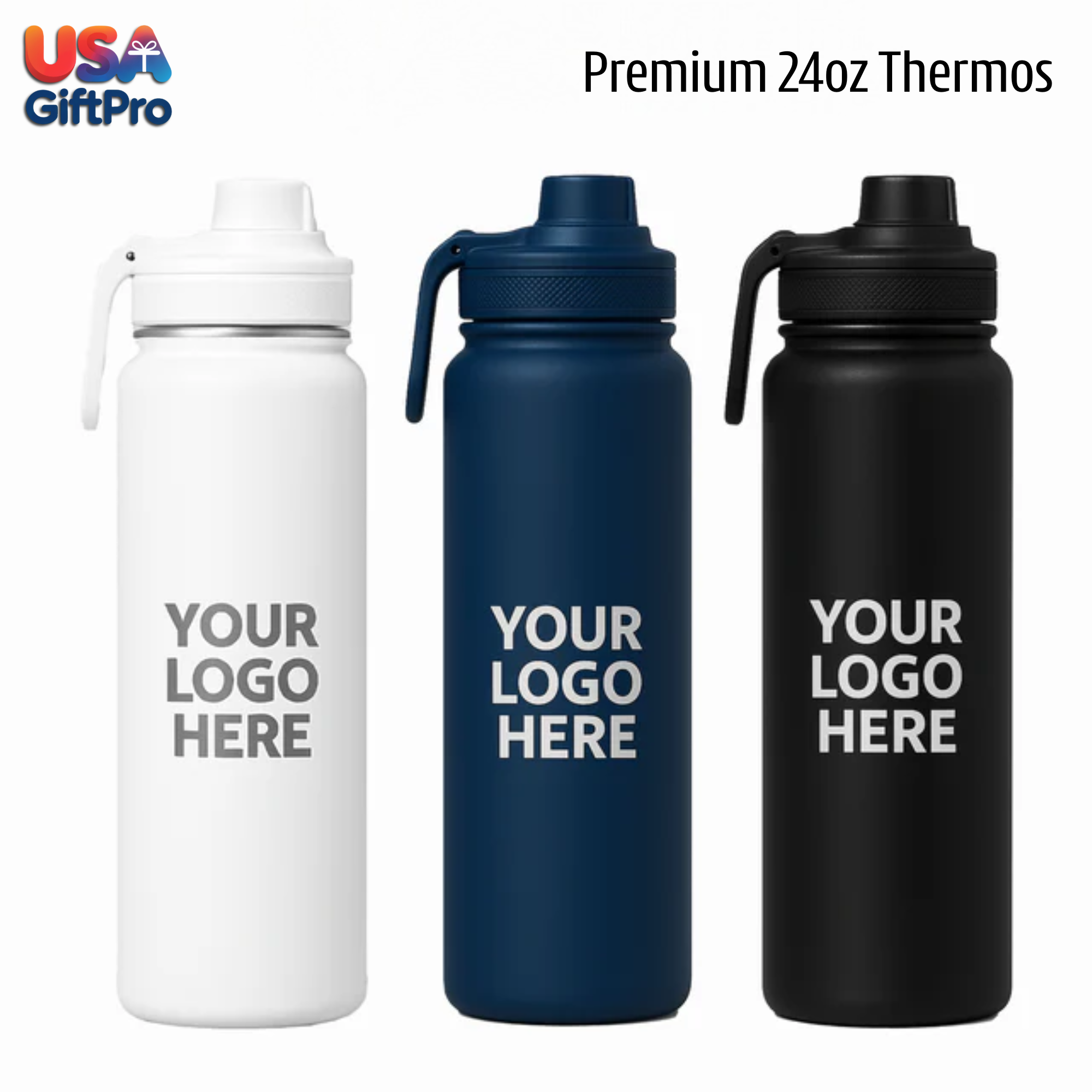 Red Executive Customizable Gift Set – Insulated Thermos, Power Bank & Light-Up Charging Cable (Customizable) CB-2