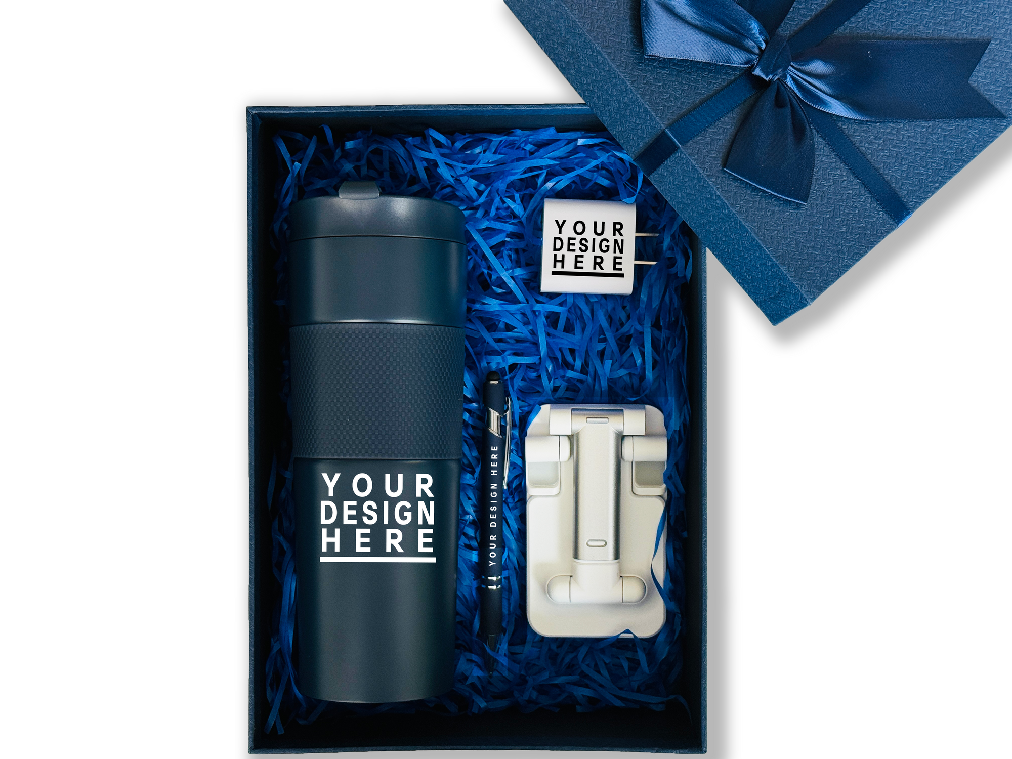 Premium Tech Customizable Gift Set – Includes Tumbler, Pen, Phone Stand & Wall Charger CB-31