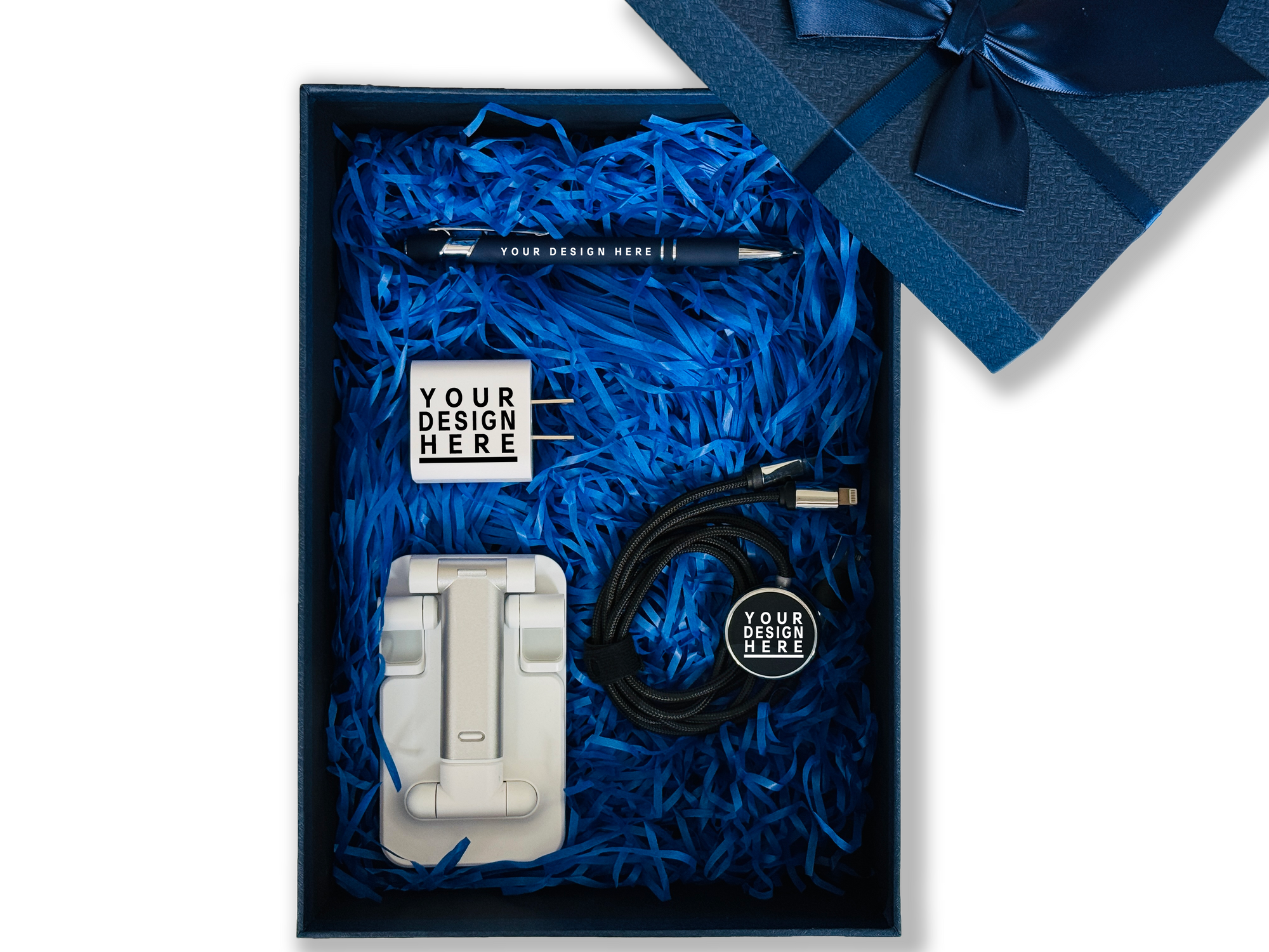 Essential Tech Customizable Gift Set – Includes Adjustable Stand, Pen, Charging Cable & Wall Adapter CB-32