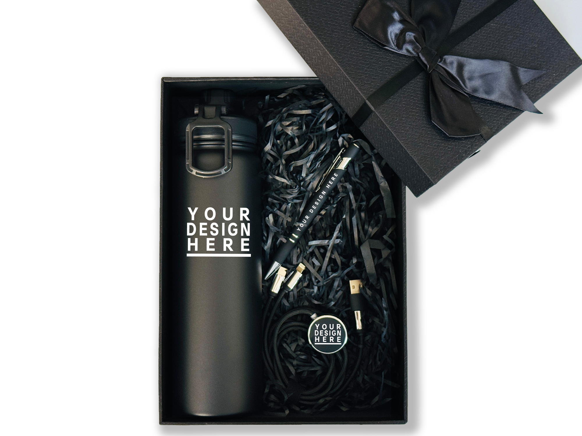 Premium Customizable Gift Set – Includes 24oz Thermos, Charging Cable & Pen CB-33