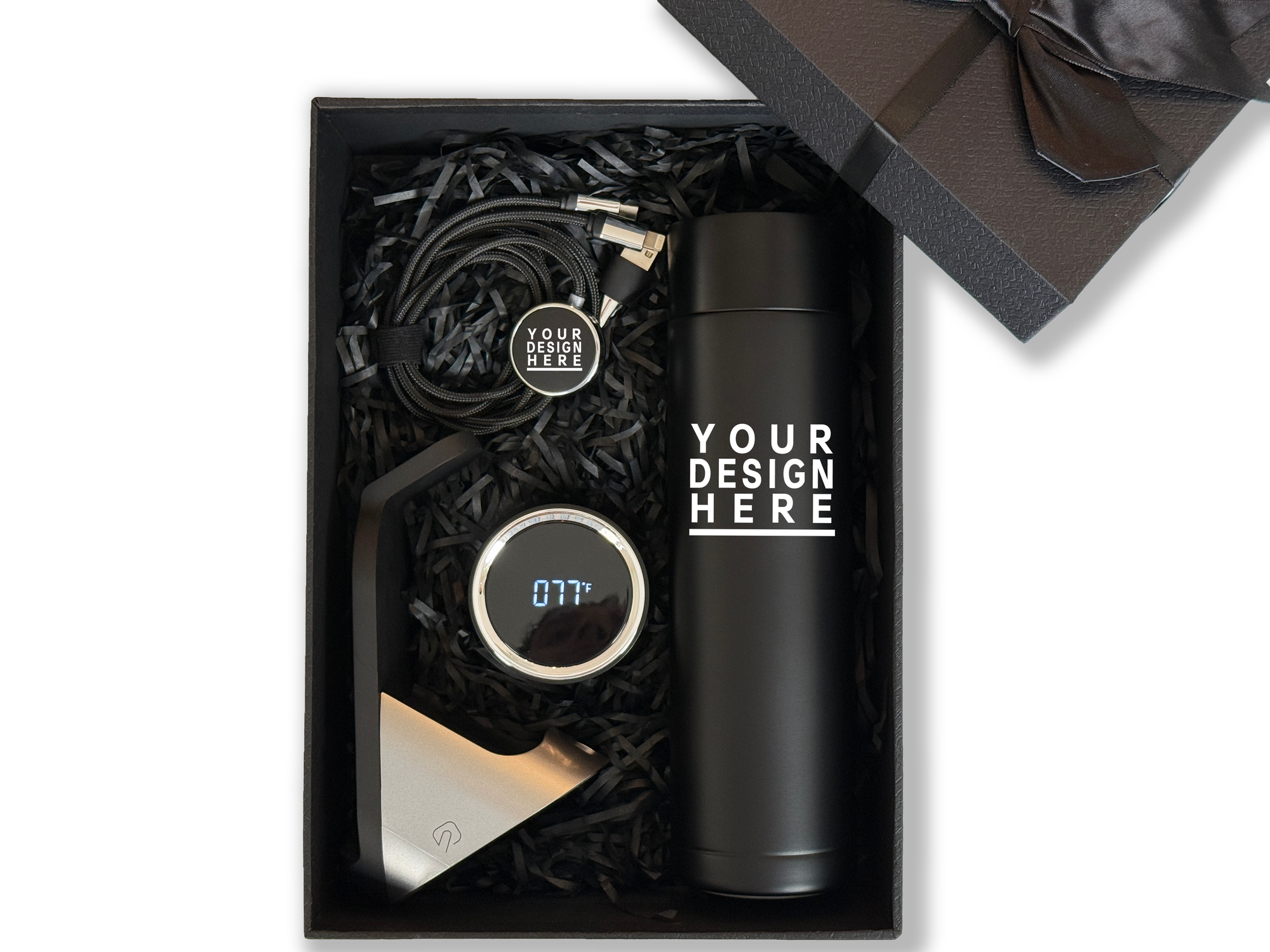 Exclusive Customizable Gift Set – Includes Smart Thermos, Charging Cable & Wireless Docking Station