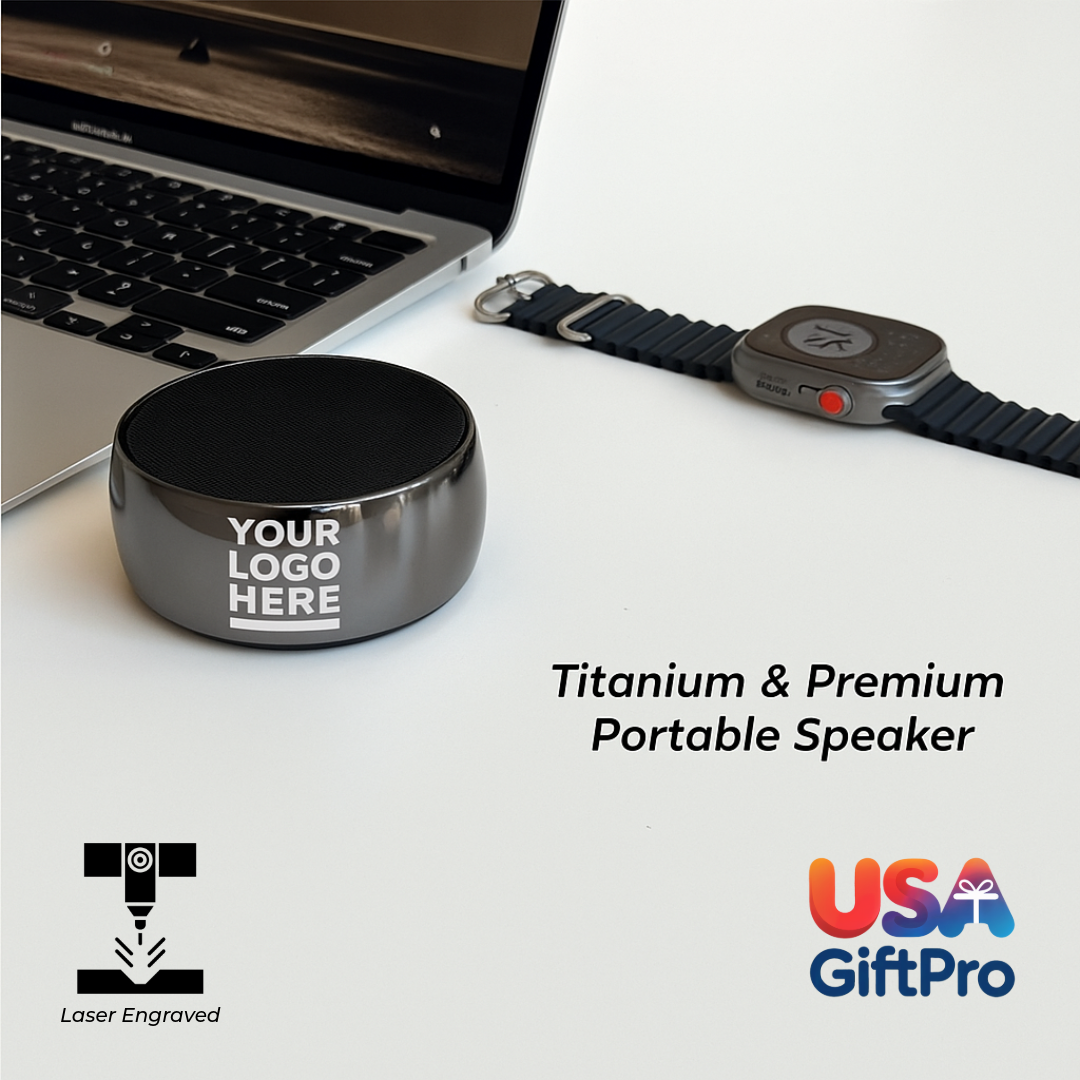 Premium Titanium Portable Speaker – Customizable Gun Gloss Finish, Wireless Bluetooth