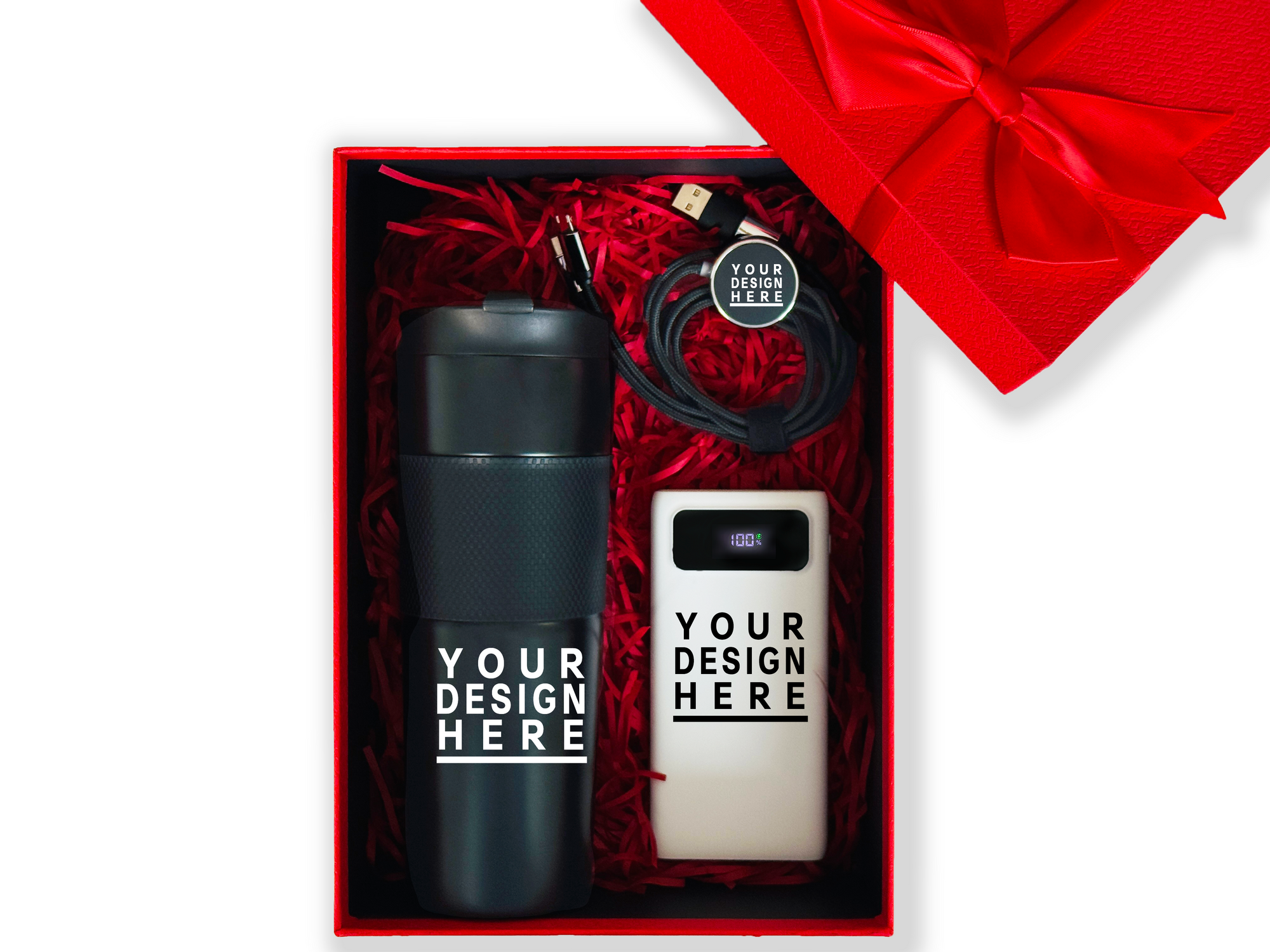 Modern Essentials Customizable Gift Set – Includes Tumbler, Power Bank & Charging Cable CB-4