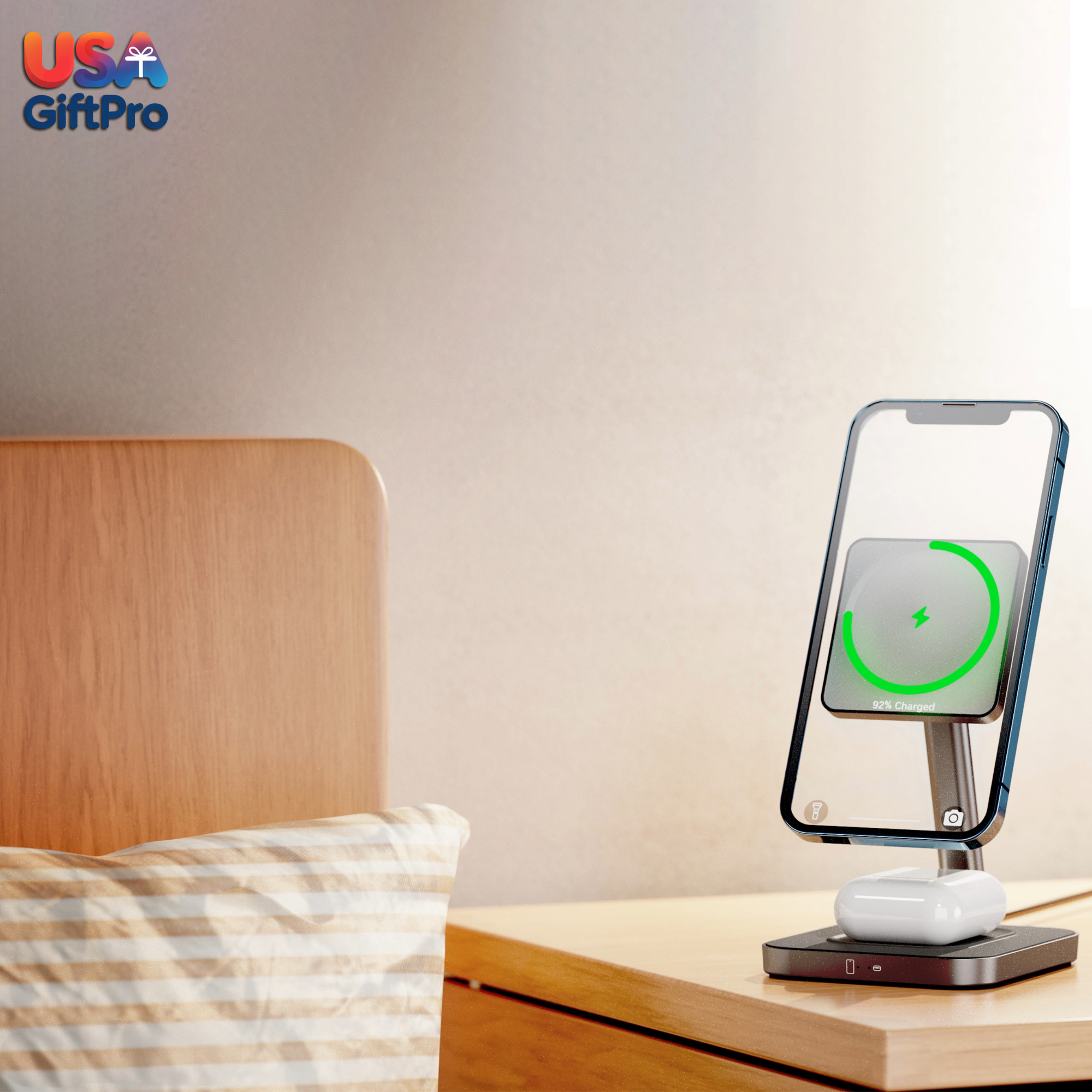 Customizable Apple MagSafe 15W Fast Wireless Charger – Adjustable Head, Laser Engraved