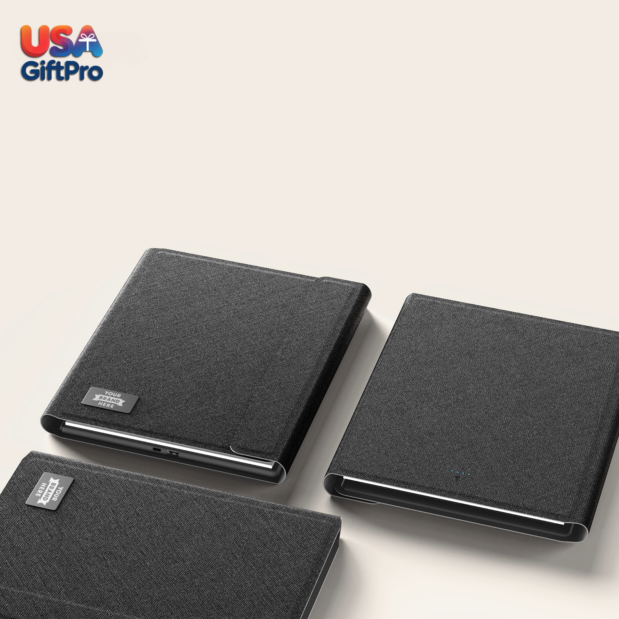 Customizable Portfolio Charger Notebook – Light-Up Charger, 3-in-1 Cable & Premium Pen