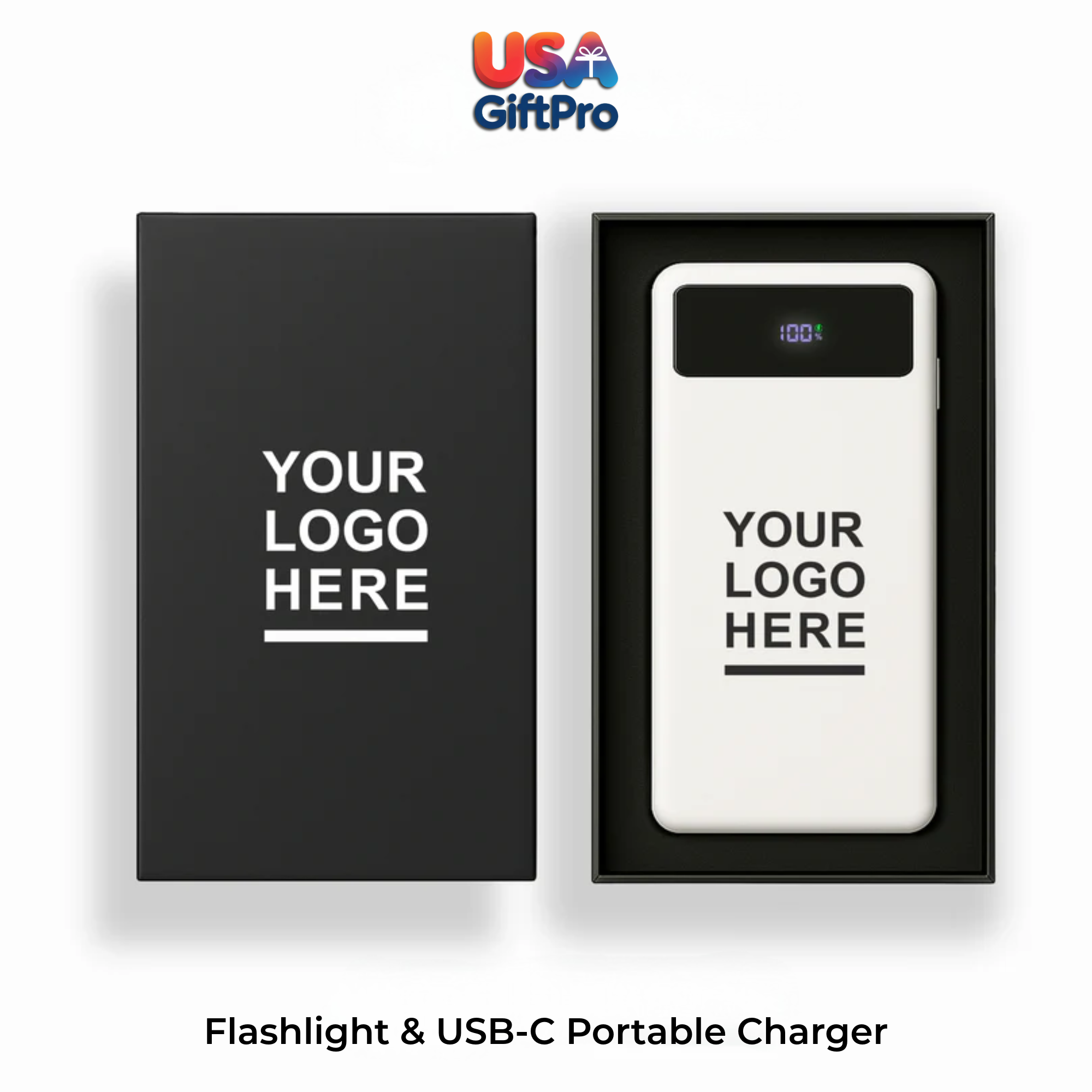 Portable White 10,000mAh Charger – USB-C & iOS Built-in Cable, Ultra Fast Charging