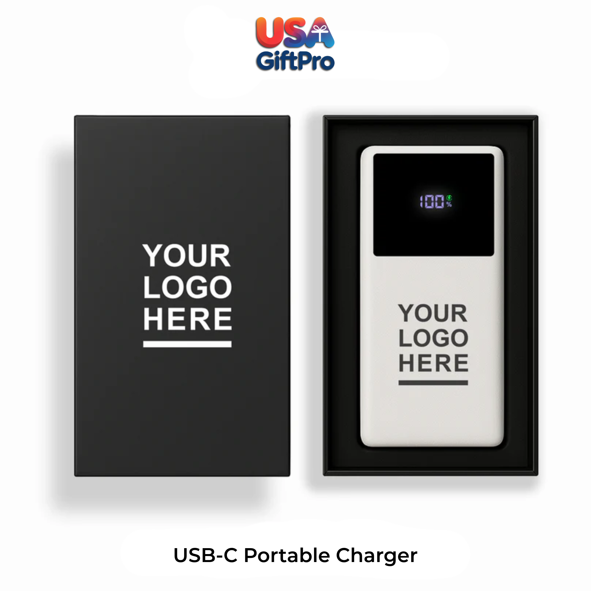 Premium Customizable Powerbank Gift – Large Display Screen, Built-In Cables & Fast Charging (10,000mAh)