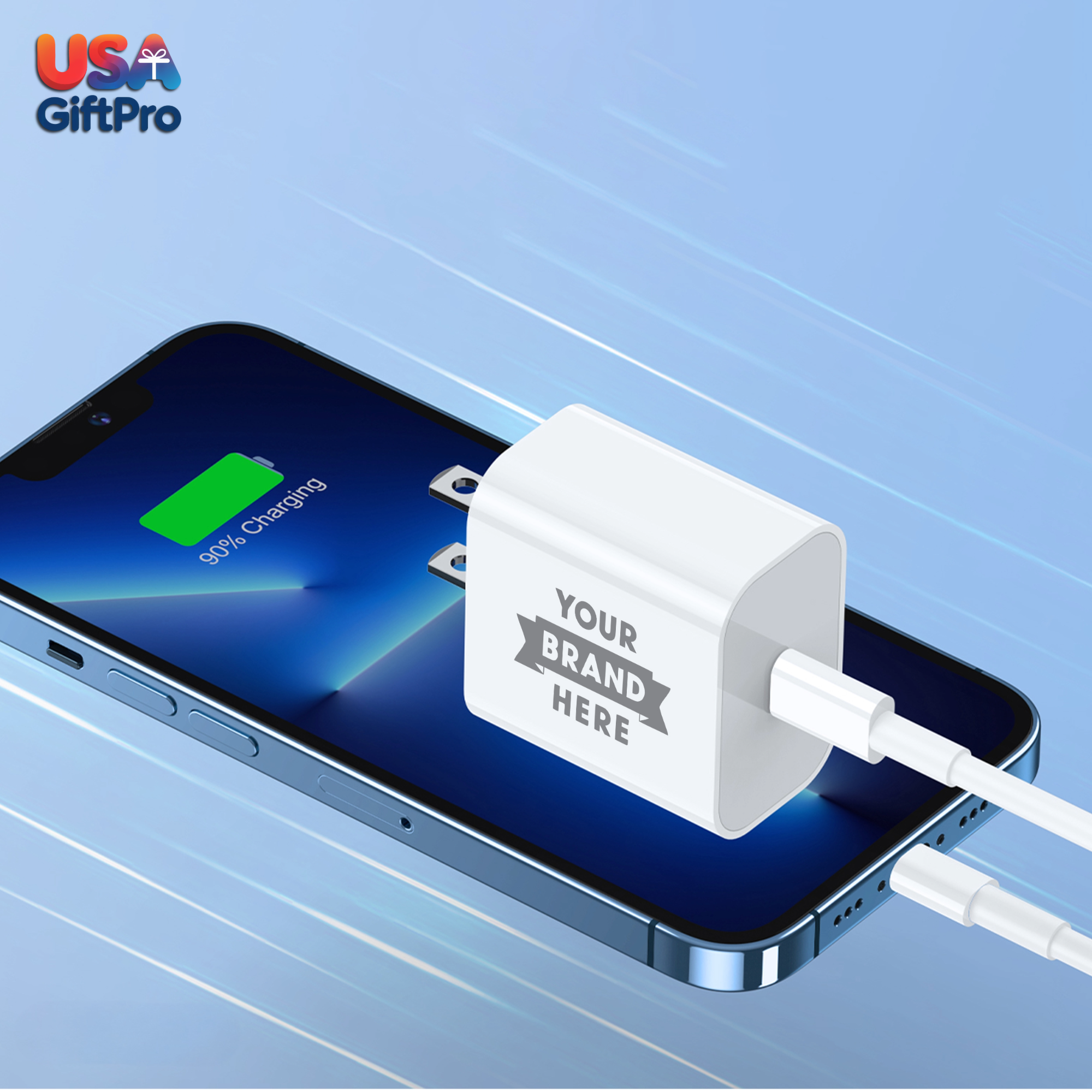 Customizable Desktop Kit – Adjustable Phone Stand, 20W PD USB-C Wall Charger & USB-C Charging Cable