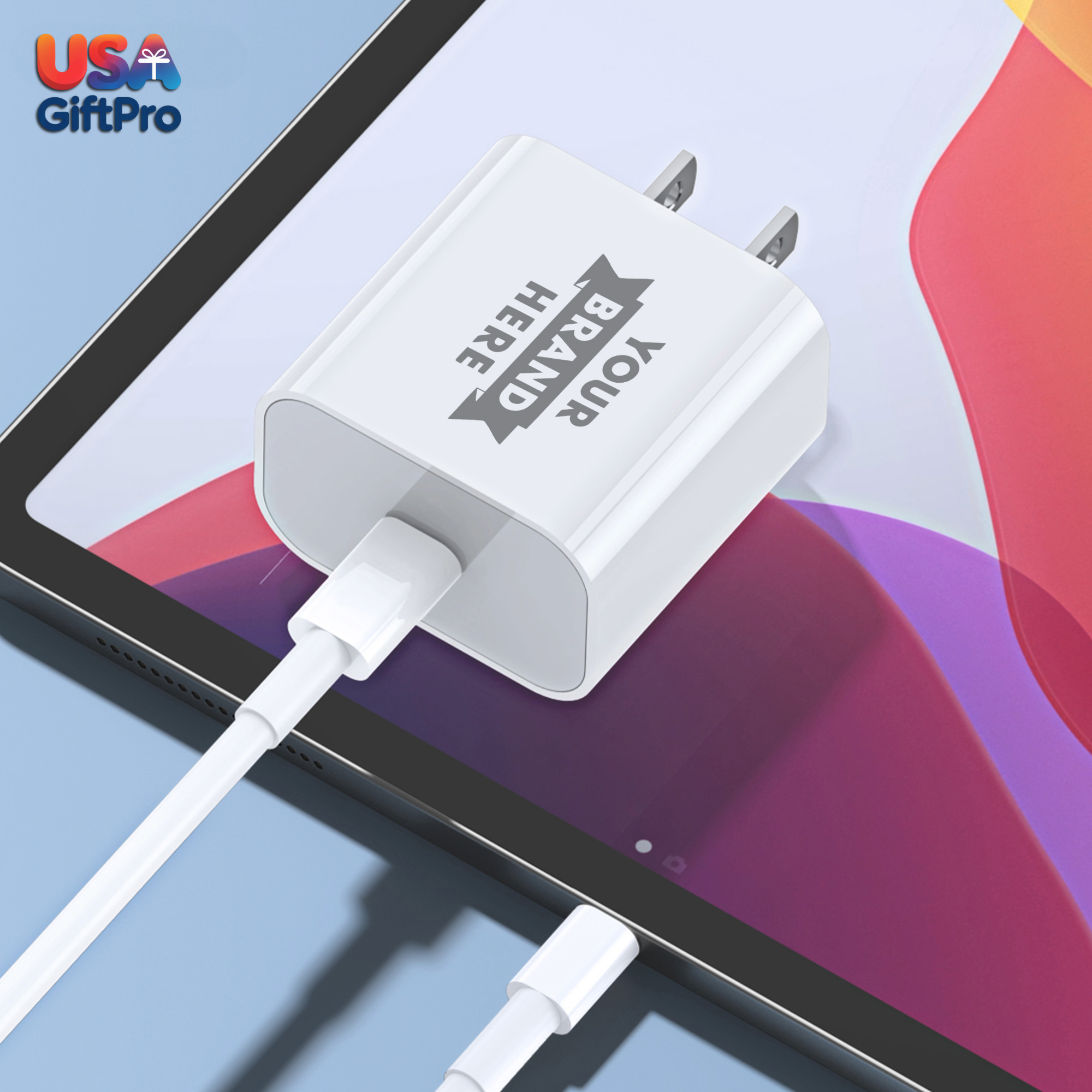 Customizable Desktop Kit – Adjustable Phone Stand, 20W PD USB-C Wall Charger & USB-C Charging Cable