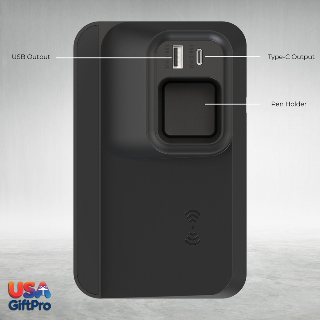 Customizable Desk Organizer with 10W Wireless Charger & Dual USB Outputs