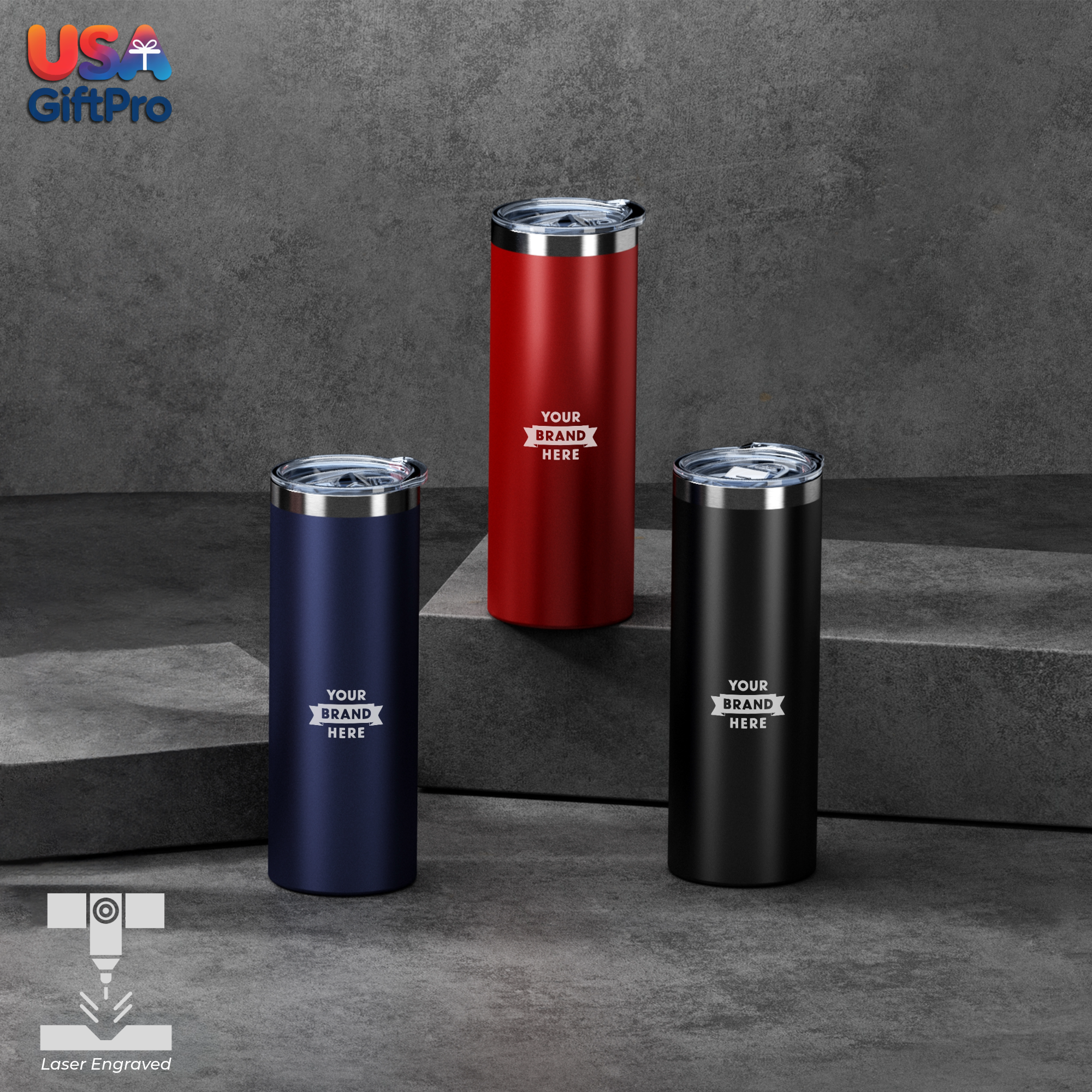 Premium Desk Tech Customizable Gift Set – Includes Tumbler, Charging Cable & Wireless Dock CB-7