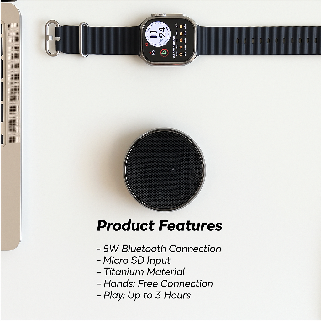 Premium Titanium Portable Speaker – Customizable Gun Gloss Finish, Wireless Bluetooth